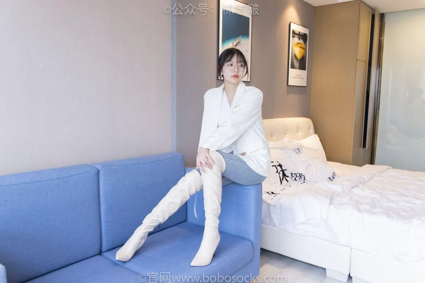 [BoBoSocks袜啵啵]NO.050 小甜豆-高跟长靴、白棉袜 [175P]插图4